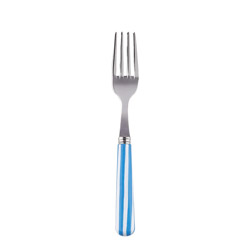 A photo of White Stripe Light Blue Cake Fork