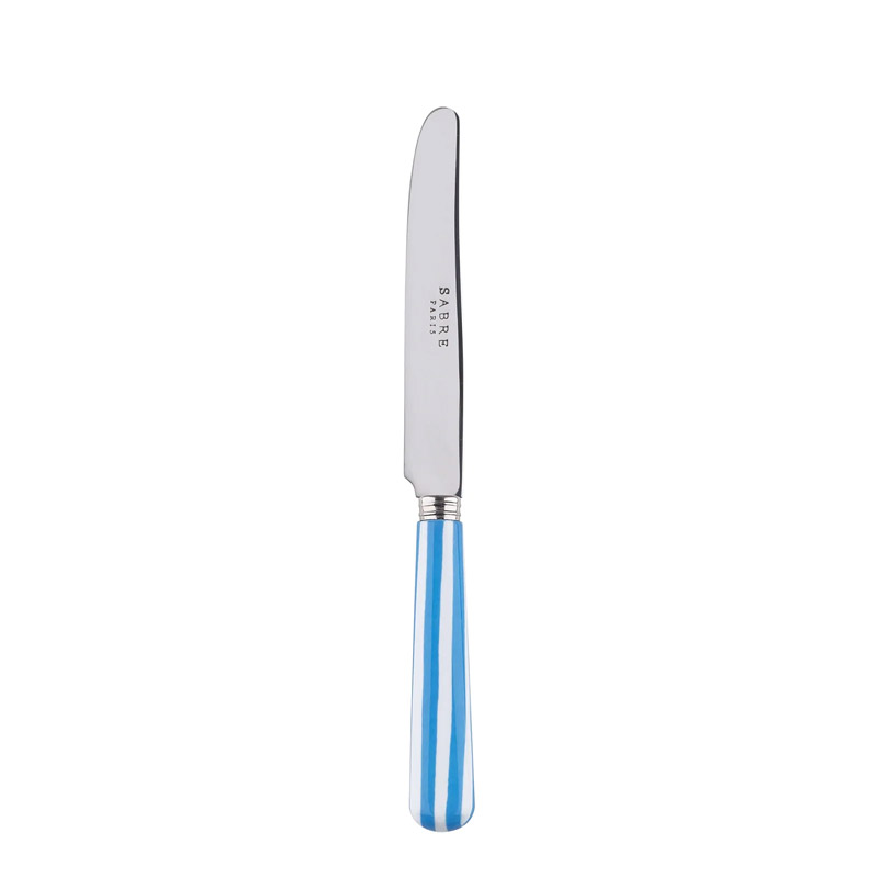 White Stripe Light Blue Breakfast Knife, Small