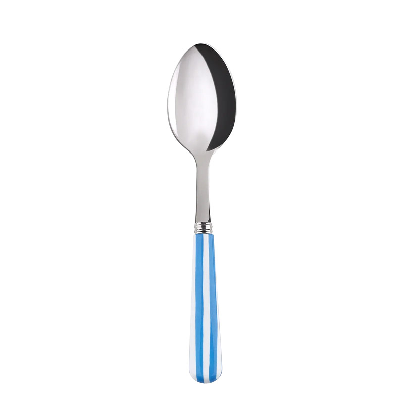 White Stripe Light Blue Dessert Spoon