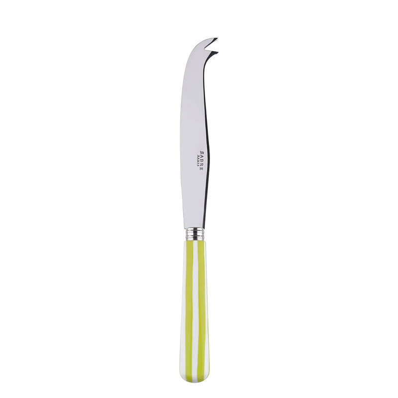 White Stripe Lime Cheese Knife, Large