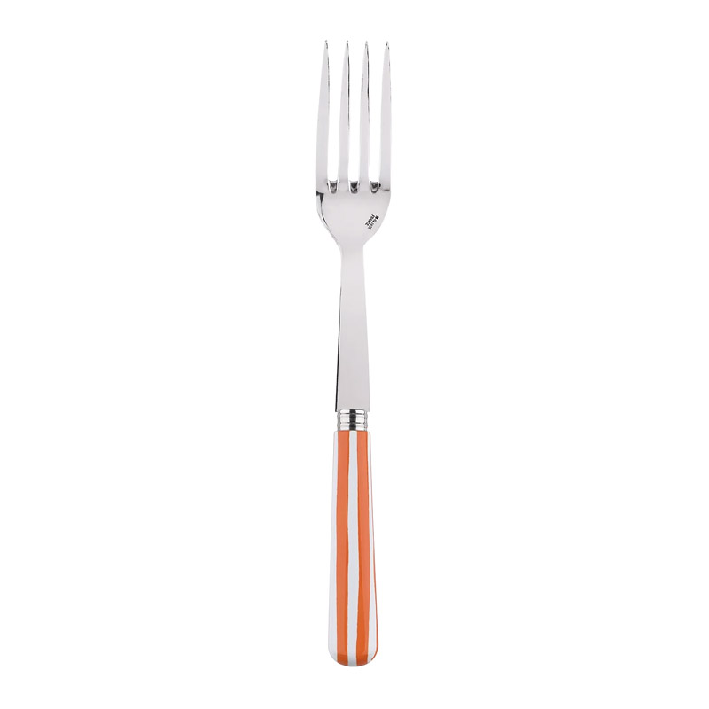 White Stripe Orange Serving Fork