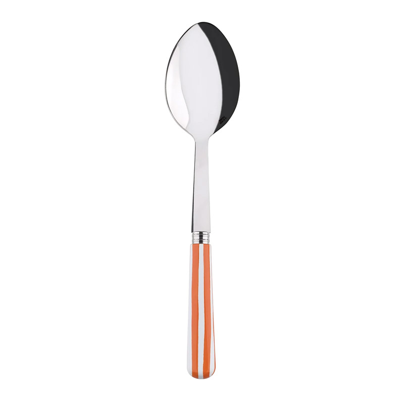 White Stripe Orange Serving Spoon