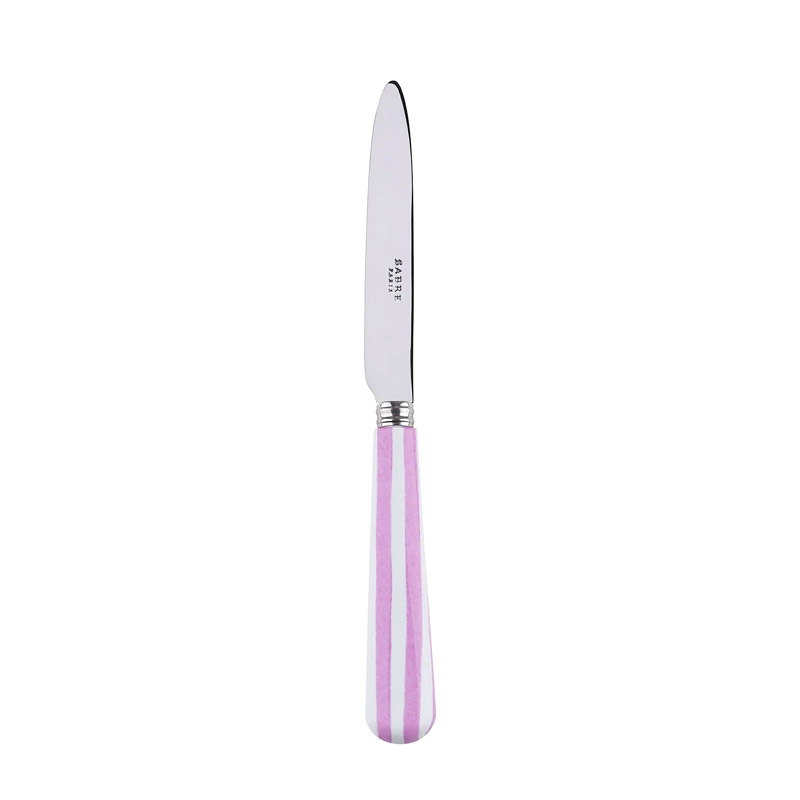 White Stripe Pink Dessert Knife