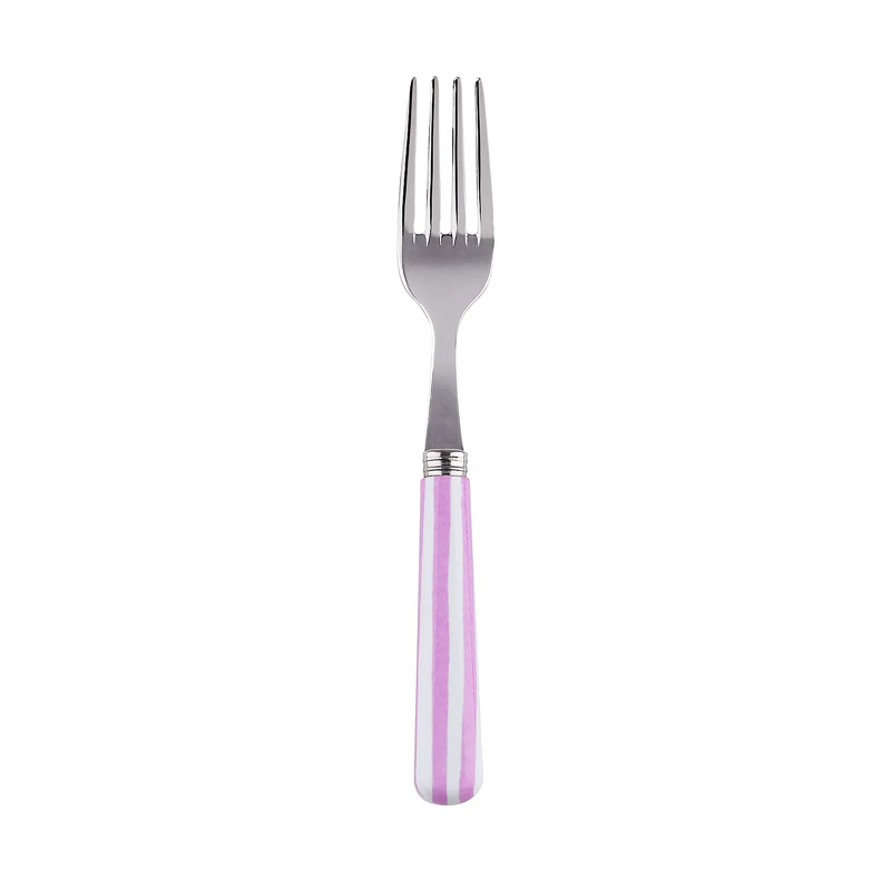 White Stripe Pink Cake Fork