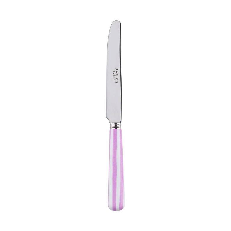 White Stripe Pink Breakfast Knife, Small