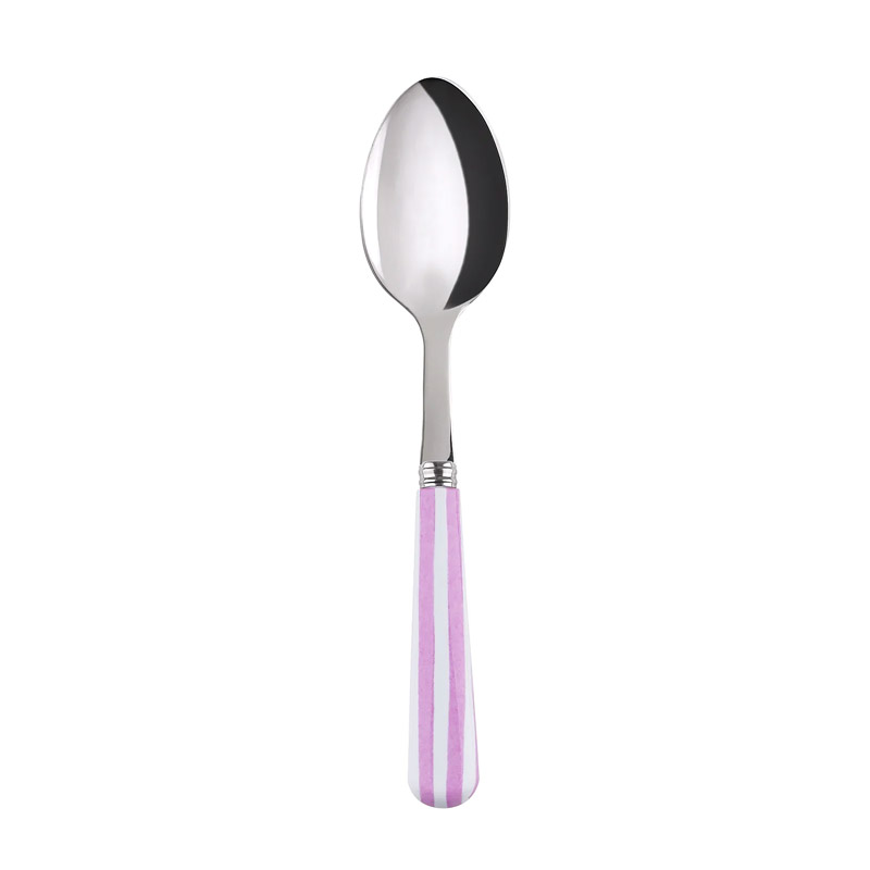 White Stripe Pink Dessert Spoon