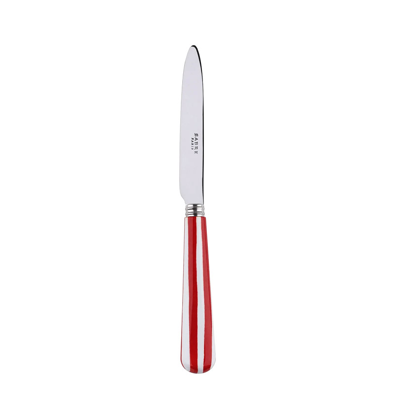 White Stripe Red Dessert Knife