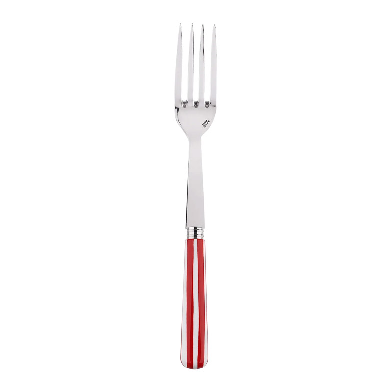 White Stripe Red Serving Fork