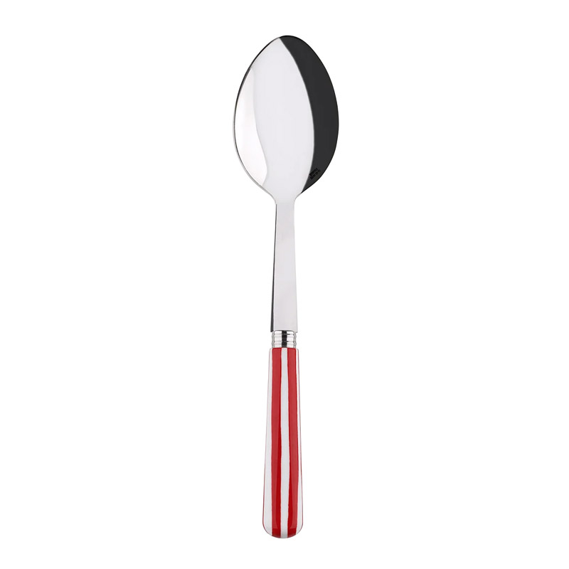 White Stripe Red Serving Spoon