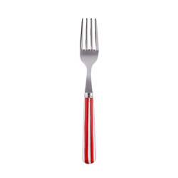 A photo of White Stripe Red Cake Fork