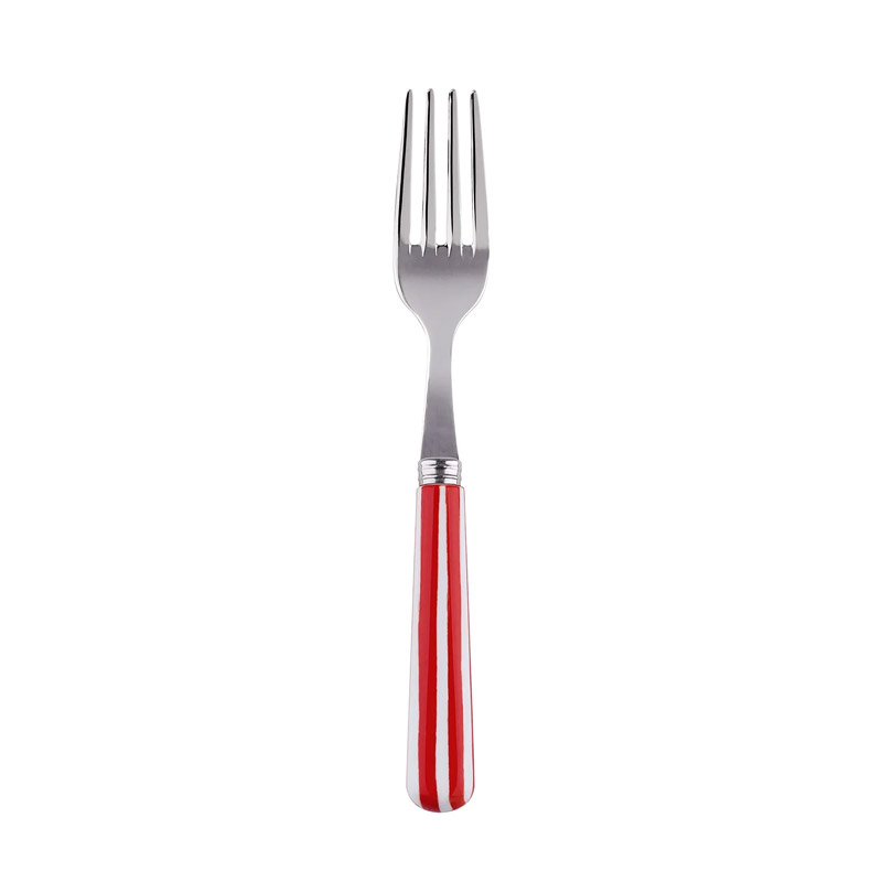 White Stripe Red Cake Fork