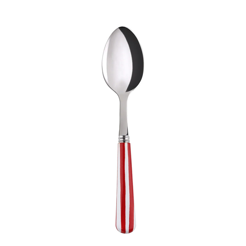 White Stripe Red Dessert Spoon