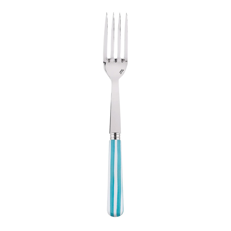 White Stripe Turquoise Serving Fork