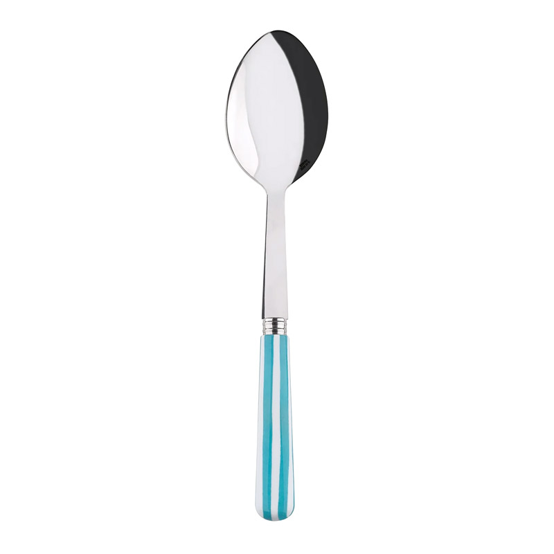 White Stripe Turquoise Serving Spoon