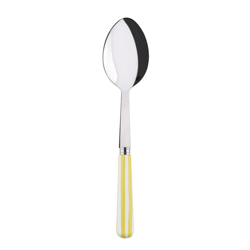 White Stripe Yellow Serving Spoon