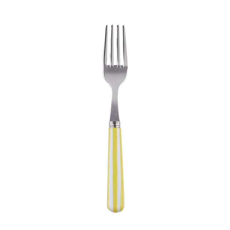 White Stripe Yellow Cake Fork