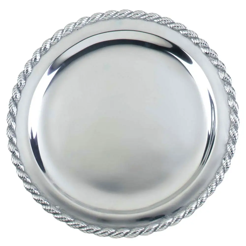 Round Mirror Finished Tray with rope style border