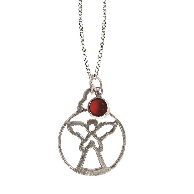 Birthstone Angel Pendant - July