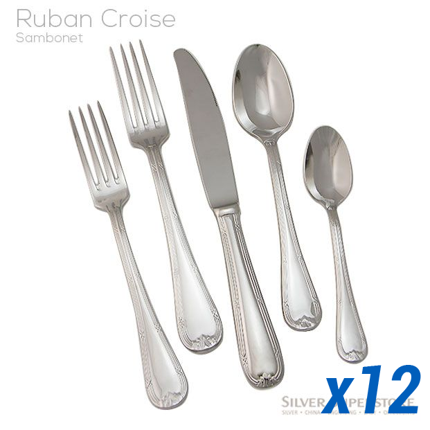 Ruban Croise 60pc Service for 12, Hollow Handle