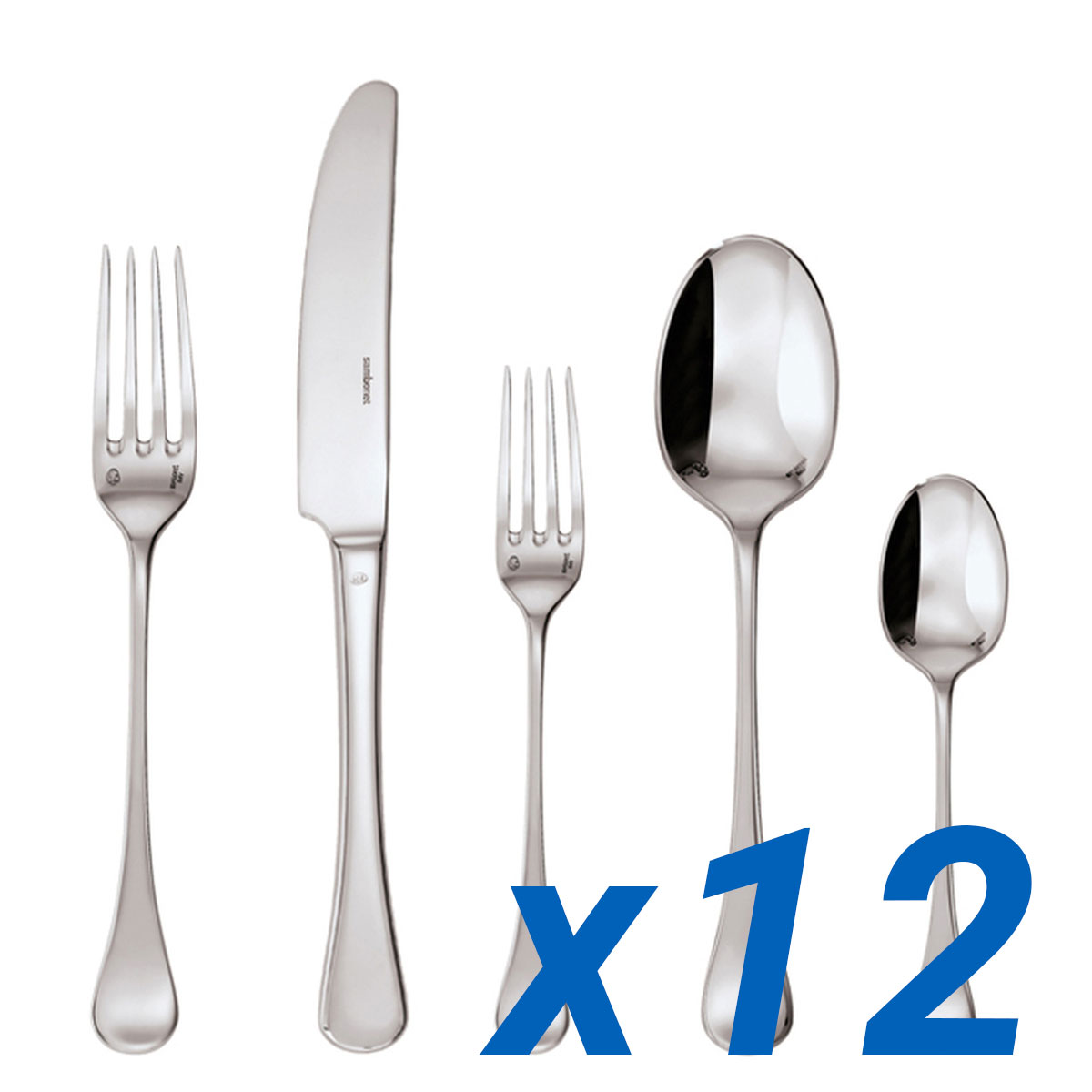 Queen Anne 60pc Service for 12, Solid Handle