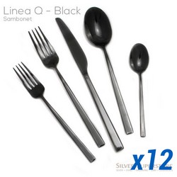 A photo of Linea Q Black 60pc Service for 12