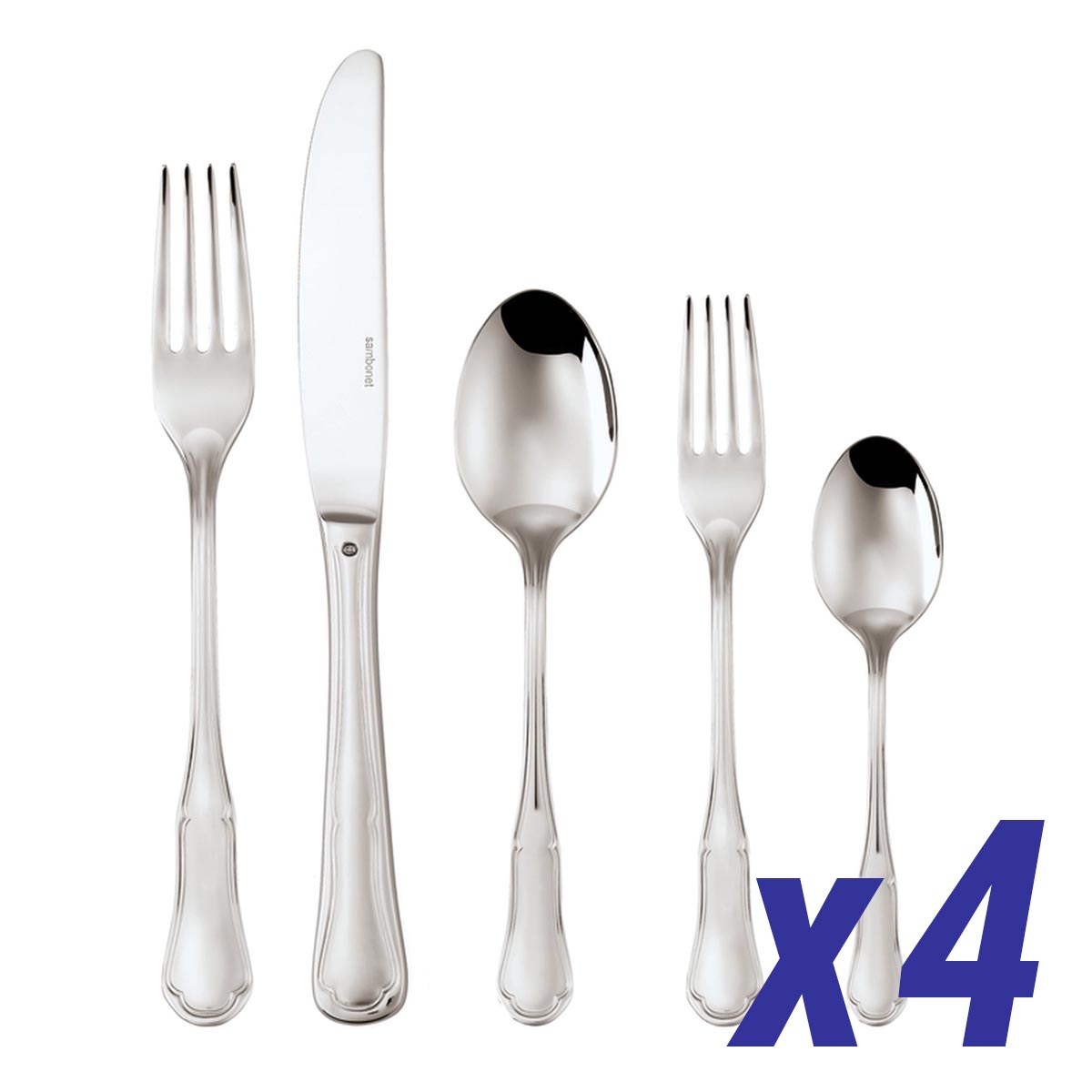 Petit Baroque 20pc Service for 4, Solid Handle