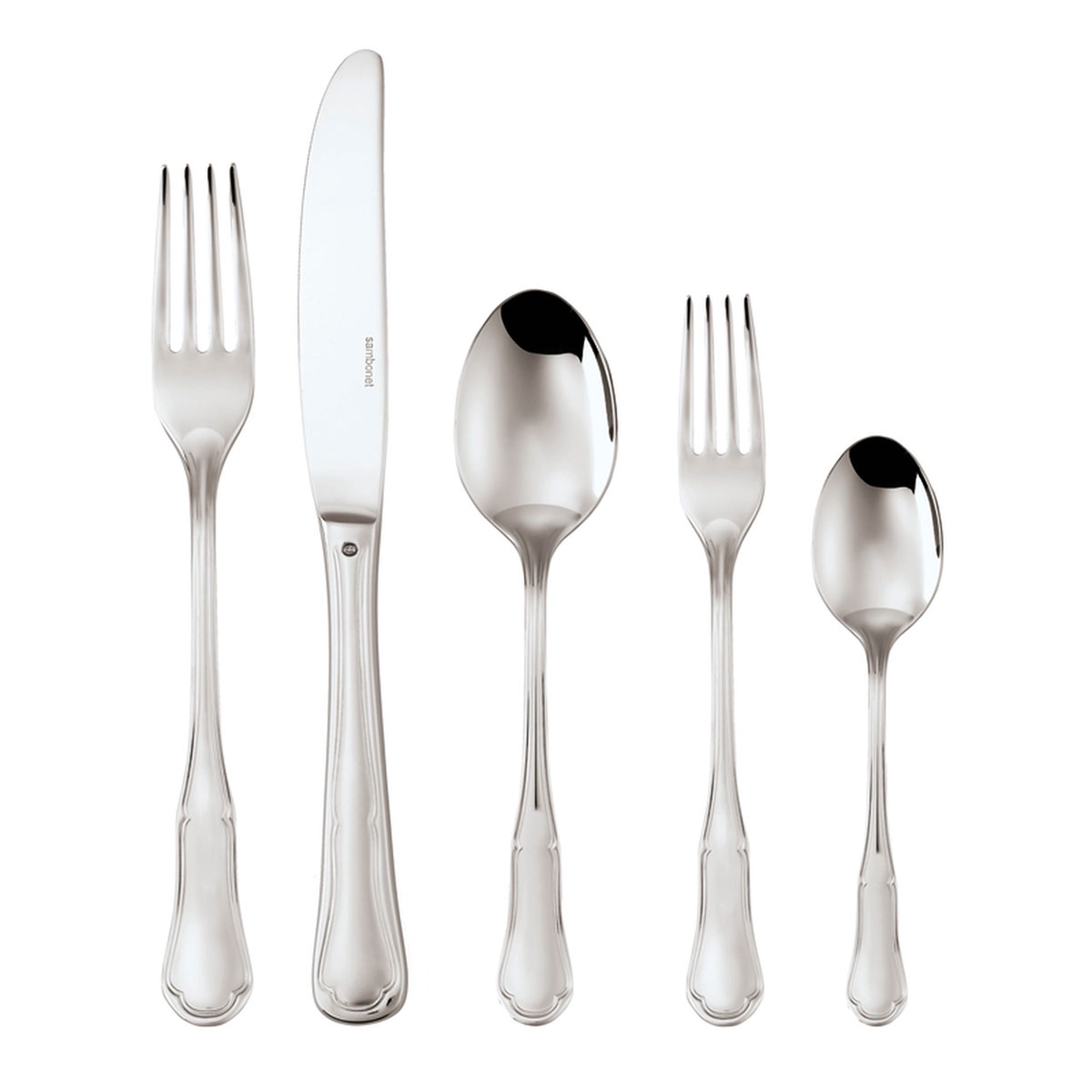 Petit Baroque 5pc Place Setting, Solid Handle