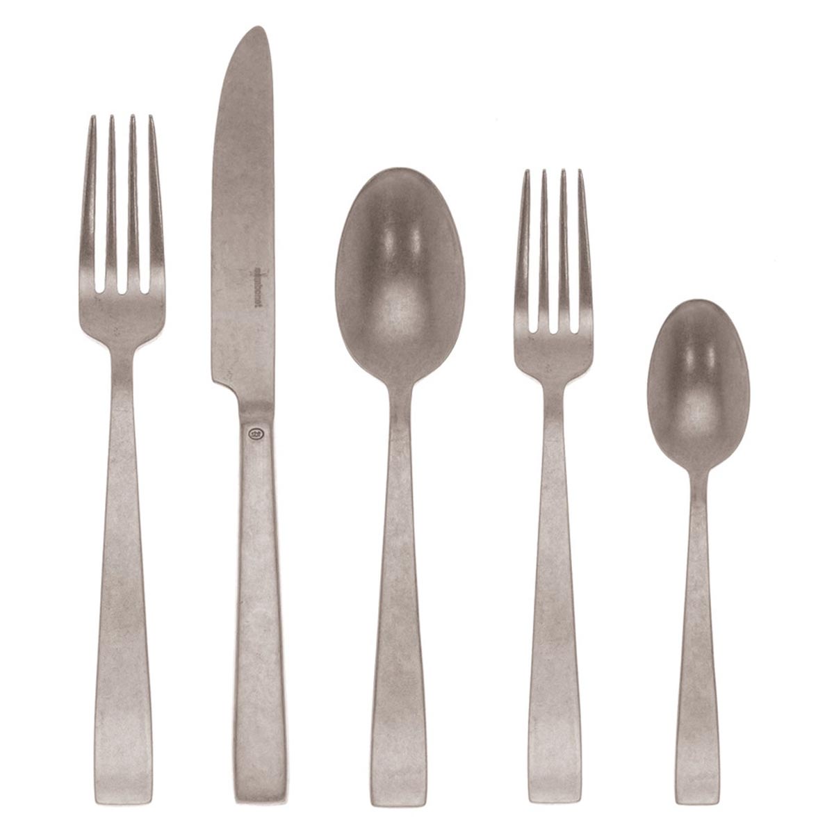 Flat Vintage 5pc Place Setting, Solid Handle