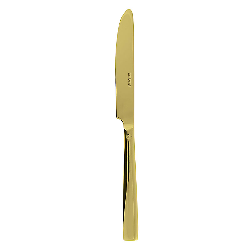 Flat Gold Dessert Knife, Solid Handle