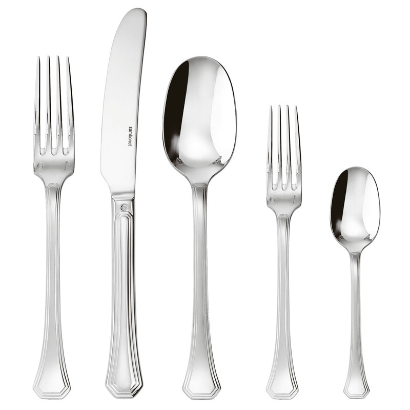 Deco Silverplate 5pc Place Setting Solid Handle