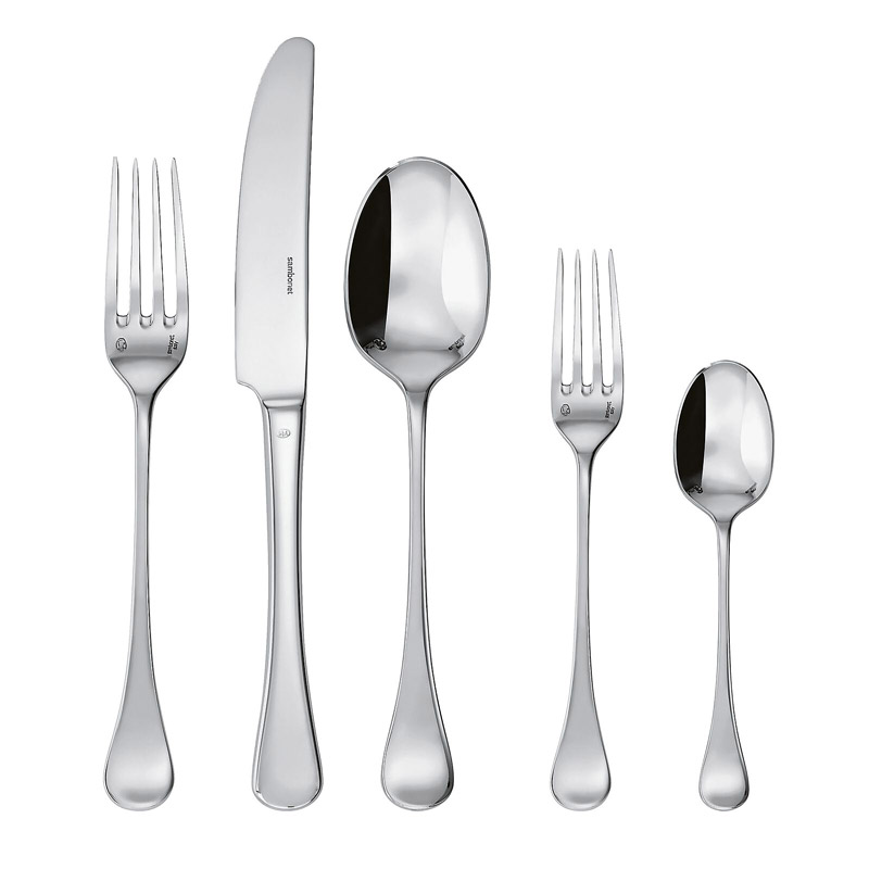 Queen Anne 5pc Place Setting, Solid Handle