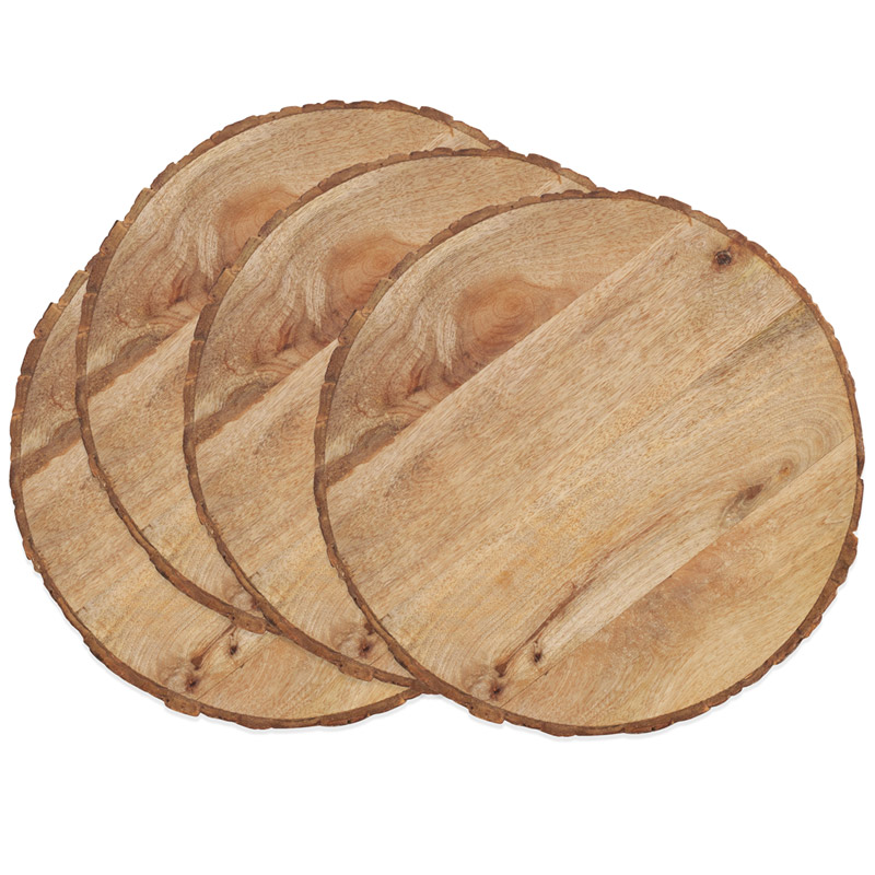 Bark Edge Wood Charger, Set of 4