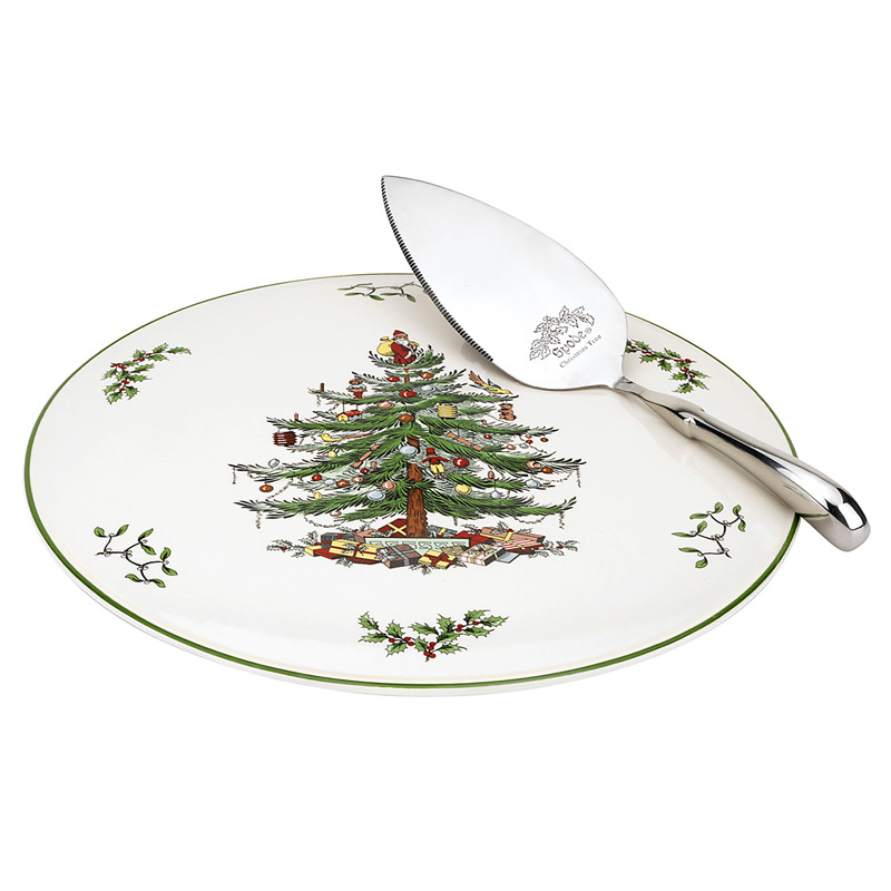 Christmas Tree Cake Plate and Server Set