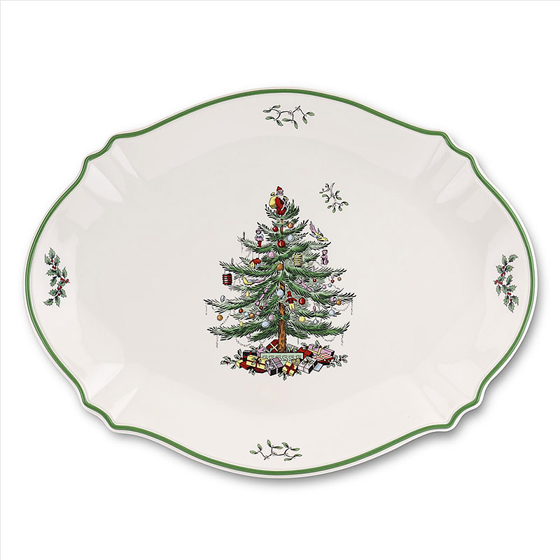 Christmas Tree Oval Platter, 17in.