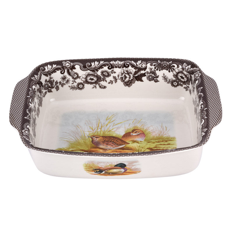 Rectangular Handled Dish, Rabbin/Quail 12 