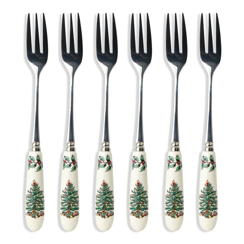 Christmas Tree Pastry Forks, Set of 6