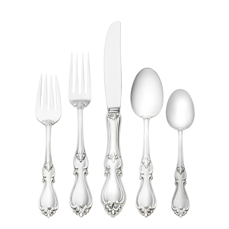 5 piece sterling silver place setting with mirror finish