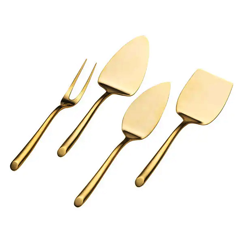 Wave Gold Satin 4pc Cheese Set, Old Style