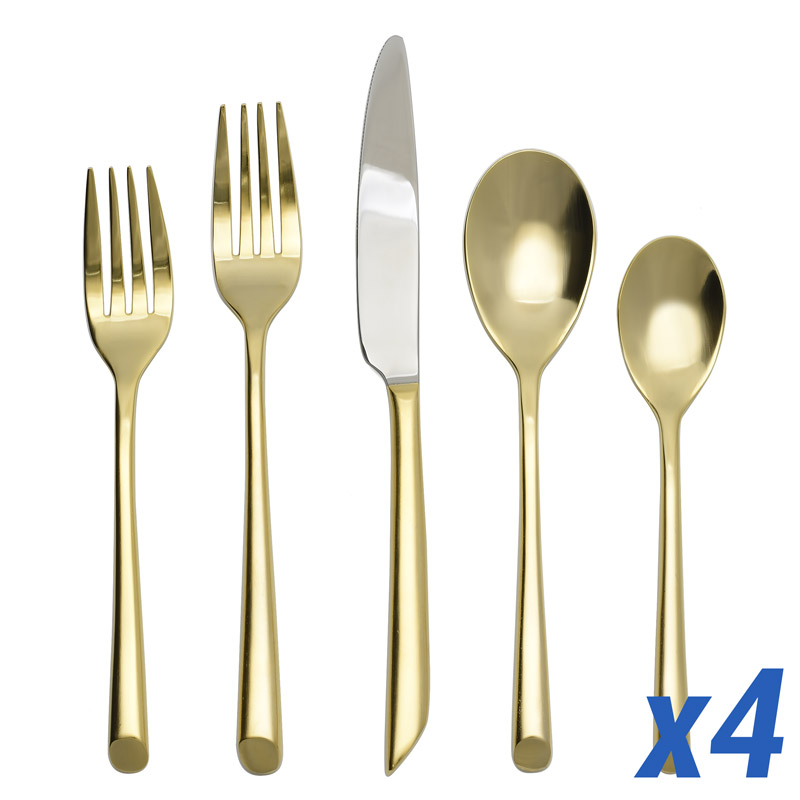 Wave Gold Satin 20pc Service for 4