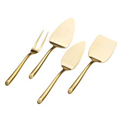 A photo of Wave Gold Satin 4pc Cheese Set