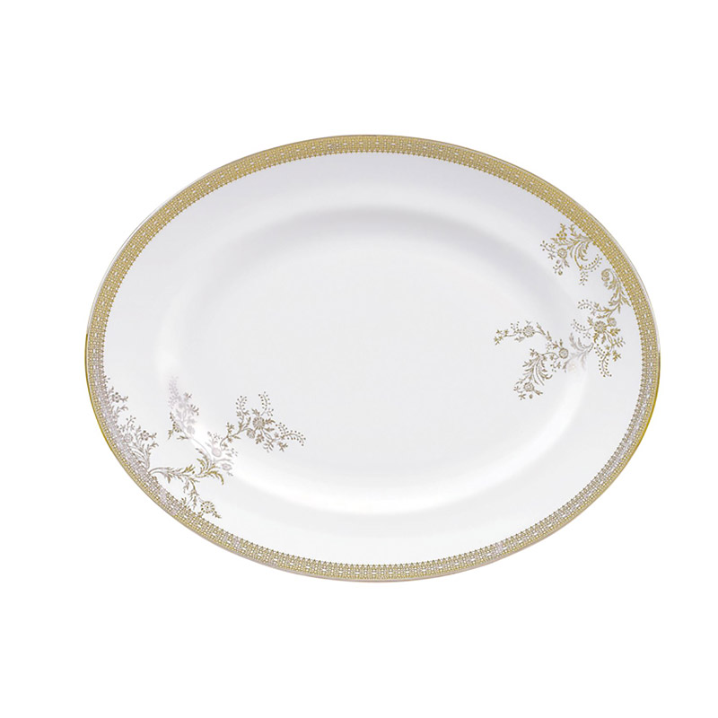 Vera Lace Gold Oval Platter, 13.75in.