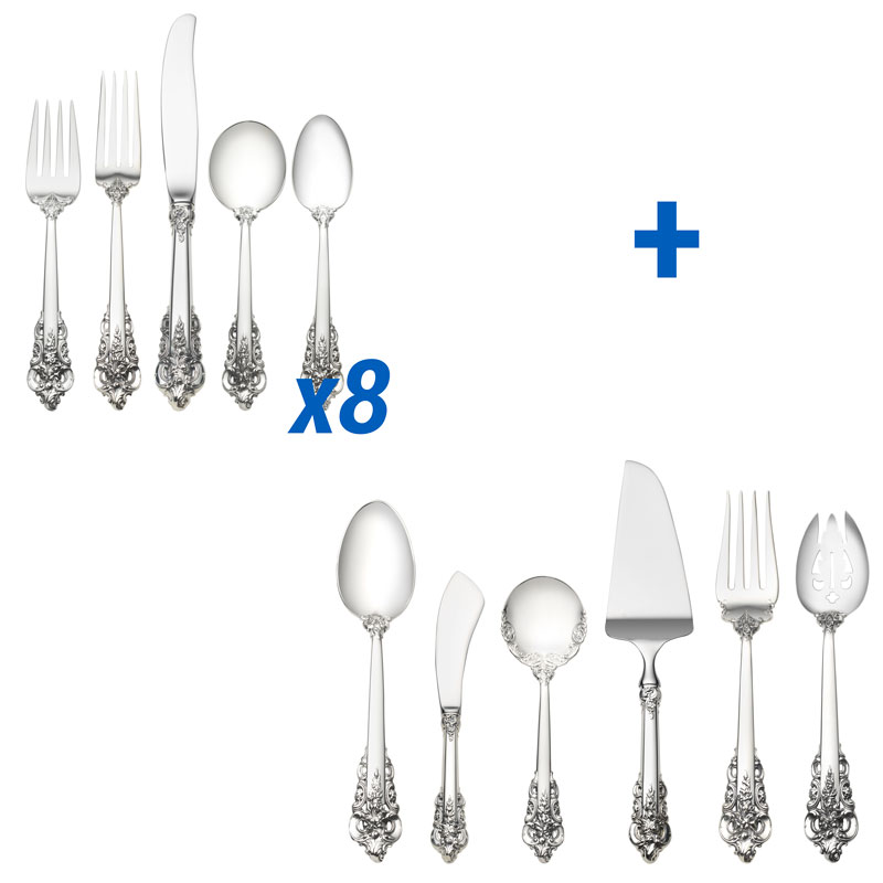 Grande Baroque 46pc Set, Dinner Size, Cream