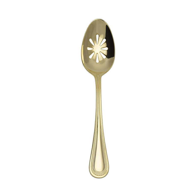 Continental Bead Gold Pierced Serving Spoon