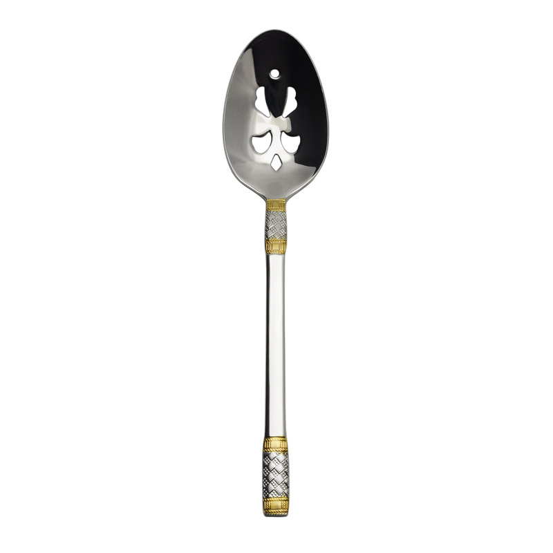 Gold Corsica Pierced Serving Spoon, 8-3/16in.