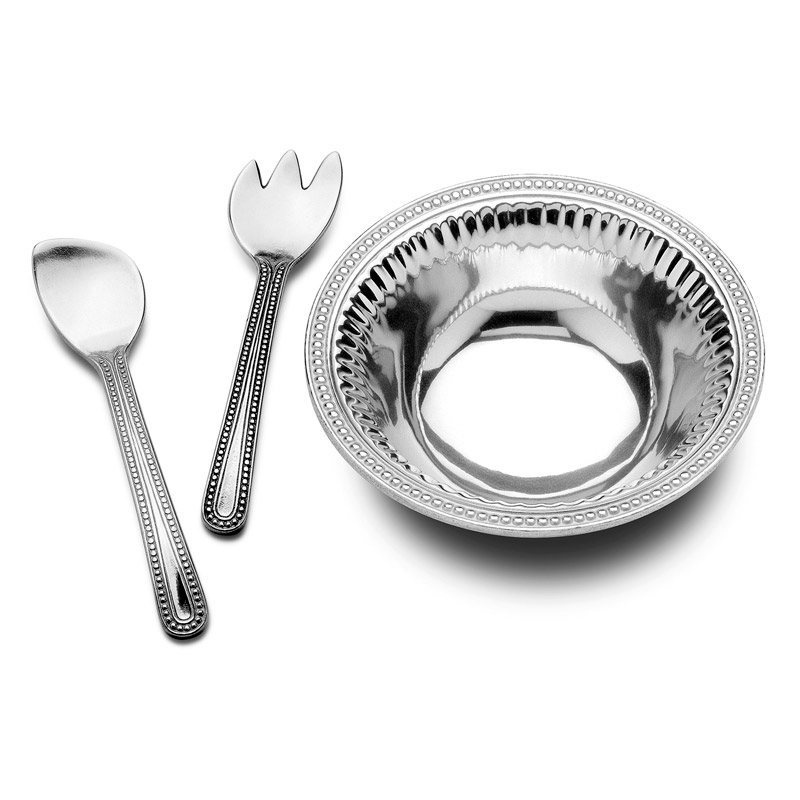 Serving Fork and Spoon and large scalloped bowl