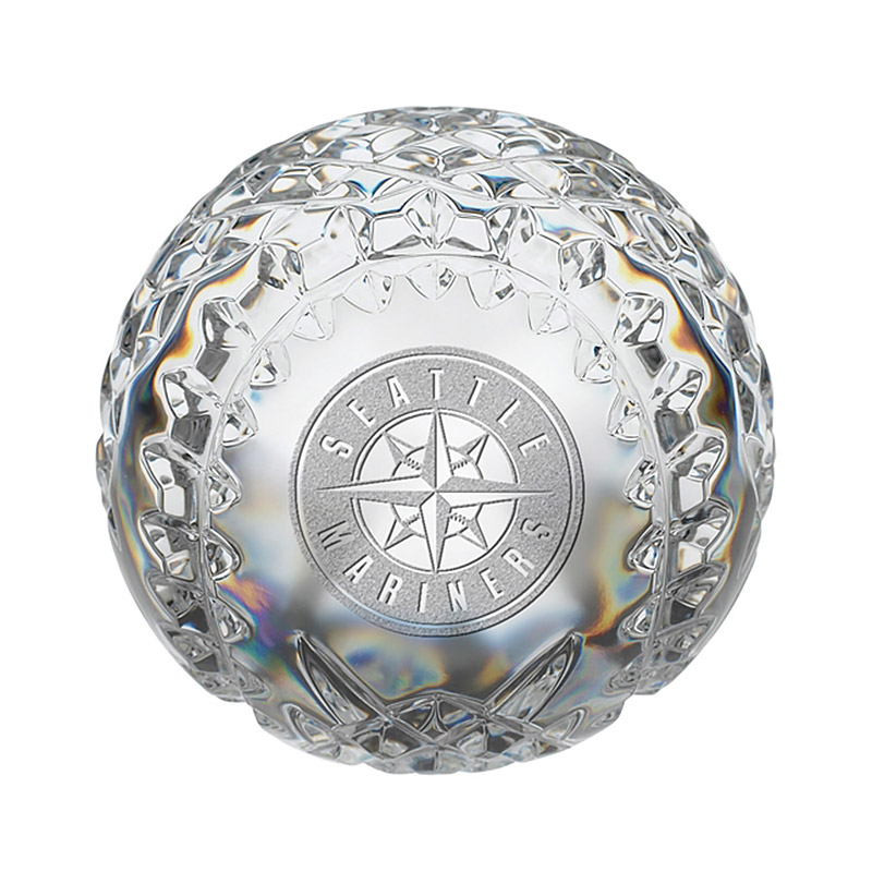 Seattle Mariners Crystal Baseball Paperweight