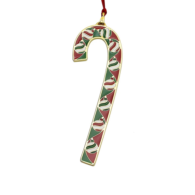 Red, white, and green candy cane ornament