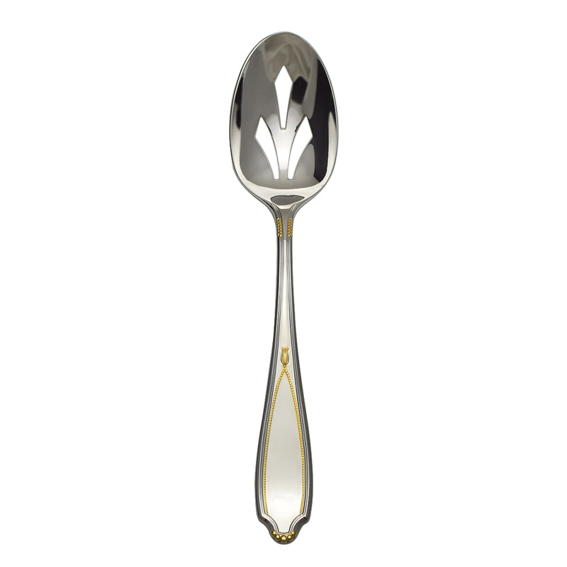 Victoria Gold Accent Pierced Serving Spoon, 8-1/2"