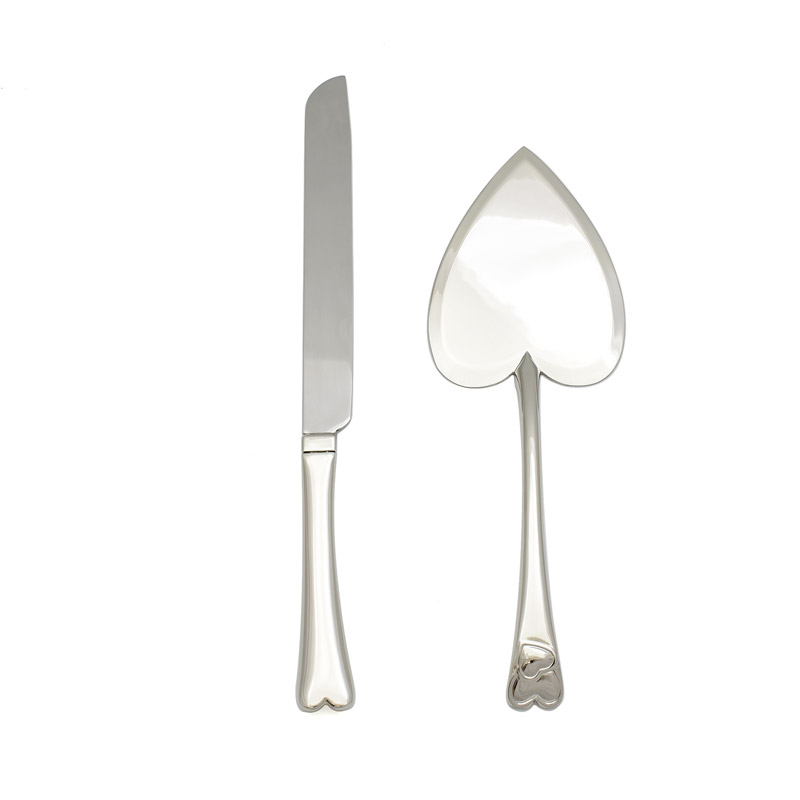 2pc Heart Shapped Cake Knife and Server Set