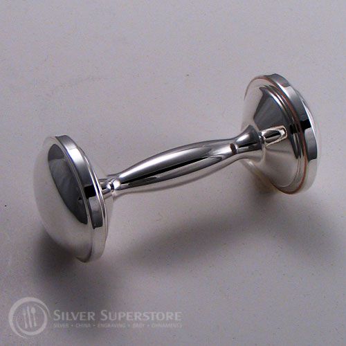 Dumbbell Rattle, Silver Plate